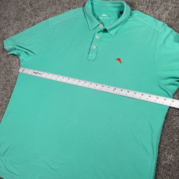 Tommy Bahama Polo Teal Pima Rugby Embroidered Red Logo Holiday Christmas 2XL - Picture 6 of 8